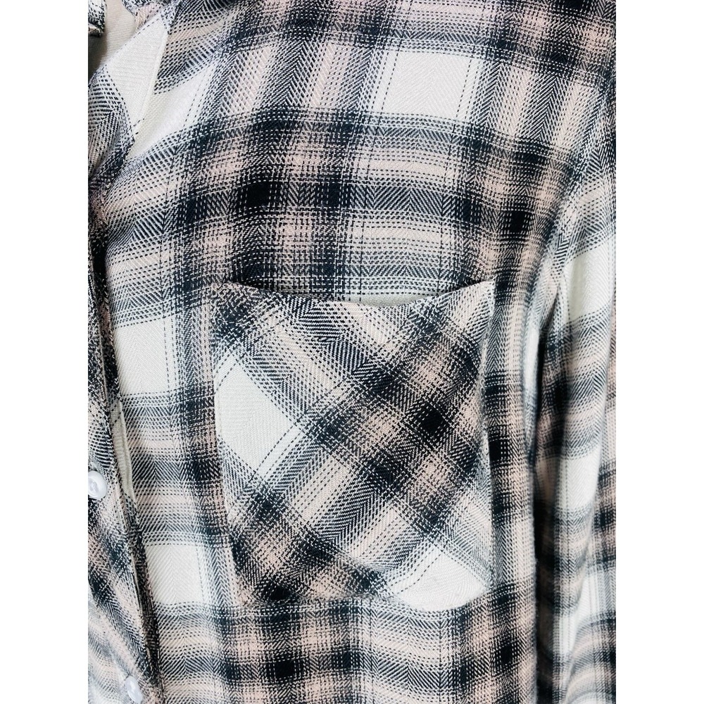 Rails Hunter Plaid Shirt size M Ivory Coal Blush Long Sleeve Button Down - Picture 8 of 14